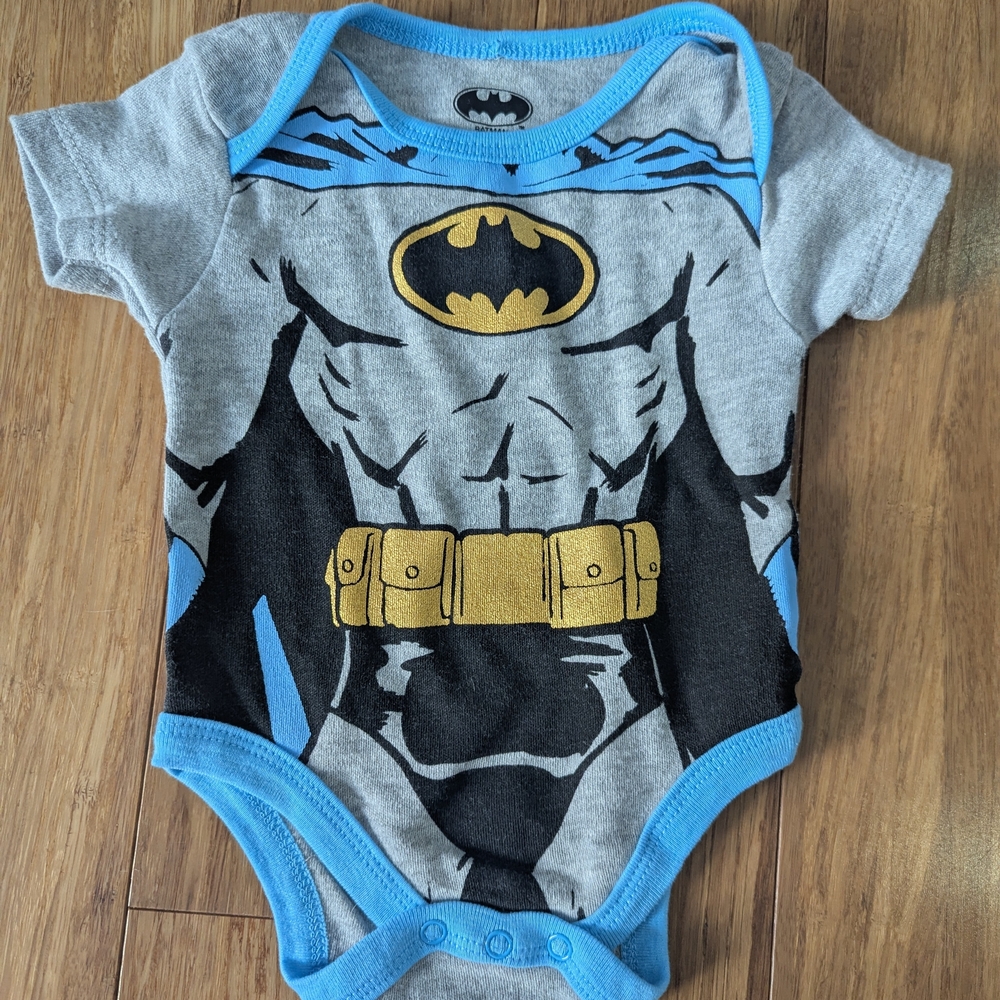 Batman Gray and Blue baby One Piece bodysuit